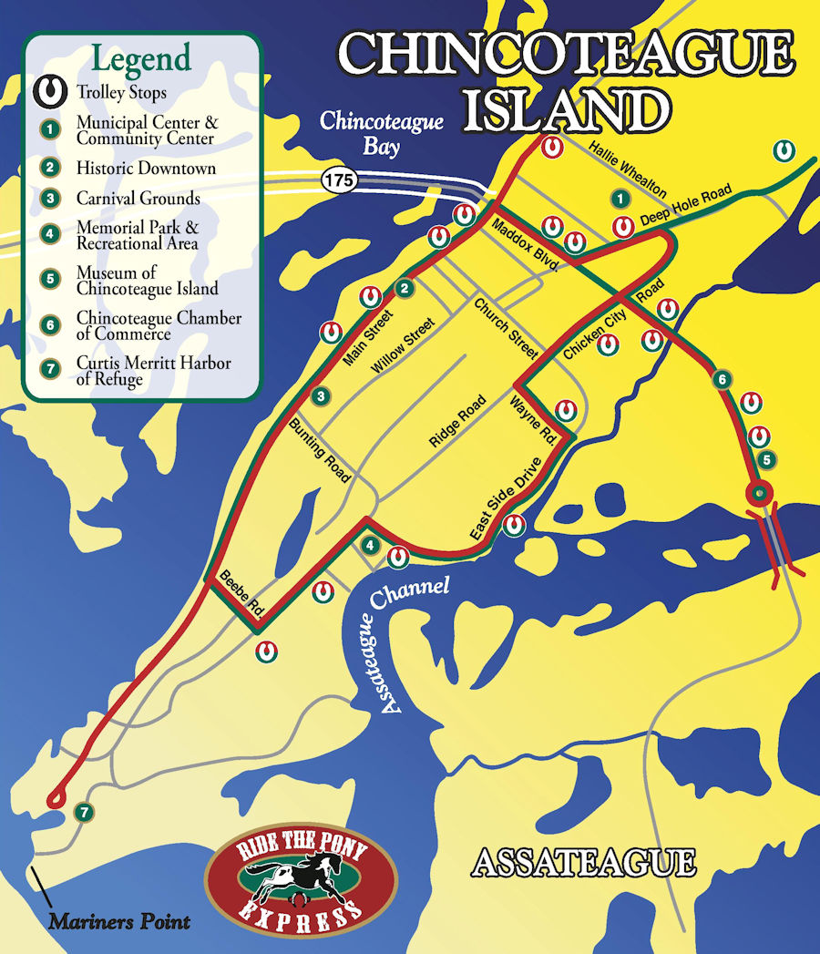 Map Of Chincoteague Island Ride The Pony Express