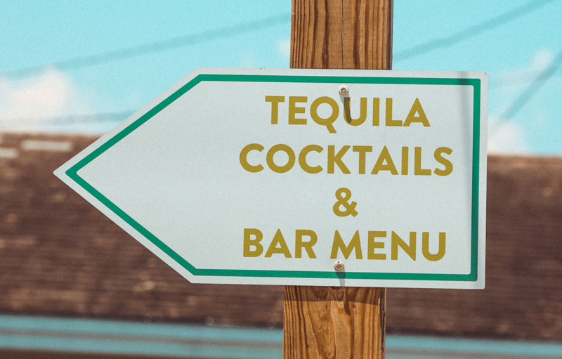 Tequila Cocktails and Bar Menu sign