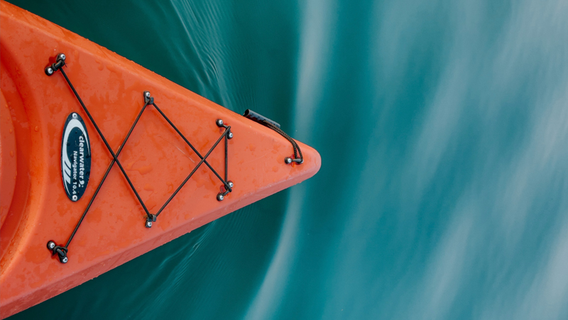 kayak in water close up